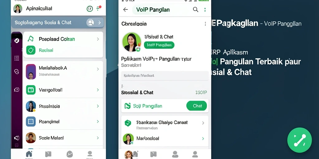 Antarmuka aplikasi 55RP dengan fitur VoIP Panggilan yang menarik.