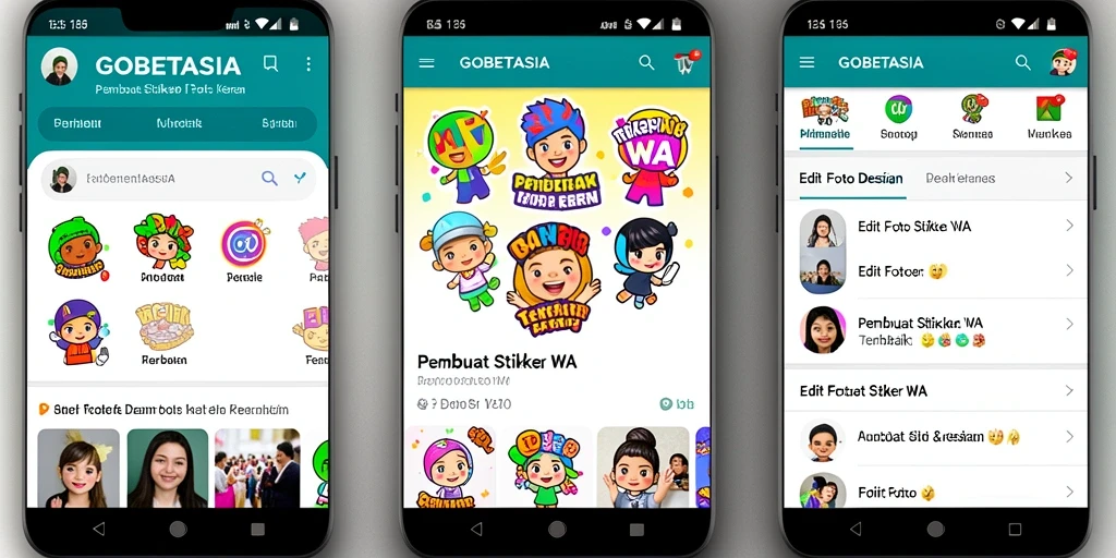 Tampilan antarmuka GOBETASIA untuk membuat stiker WA yang menarik.