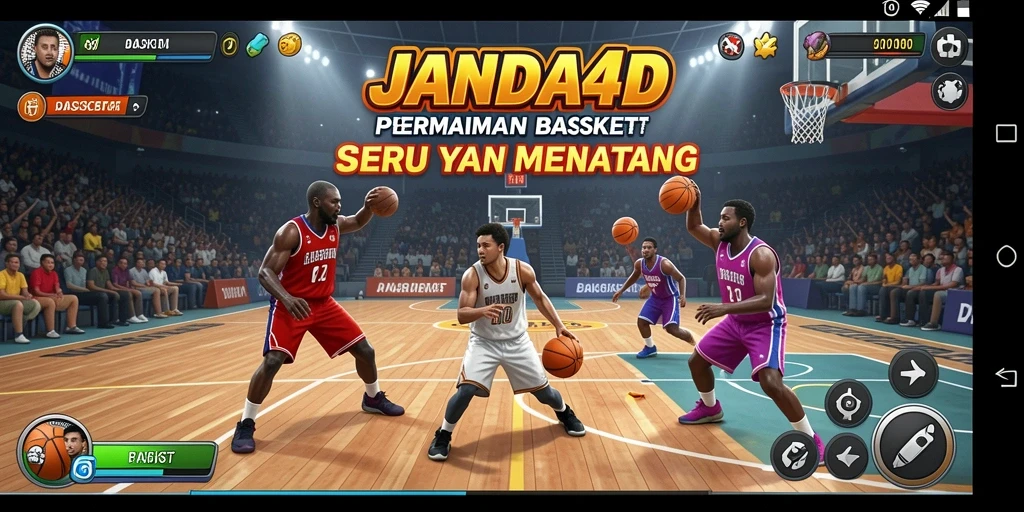 Screenshot JANDA4D menampilkan antarmuka permainan Basket yang menarik.