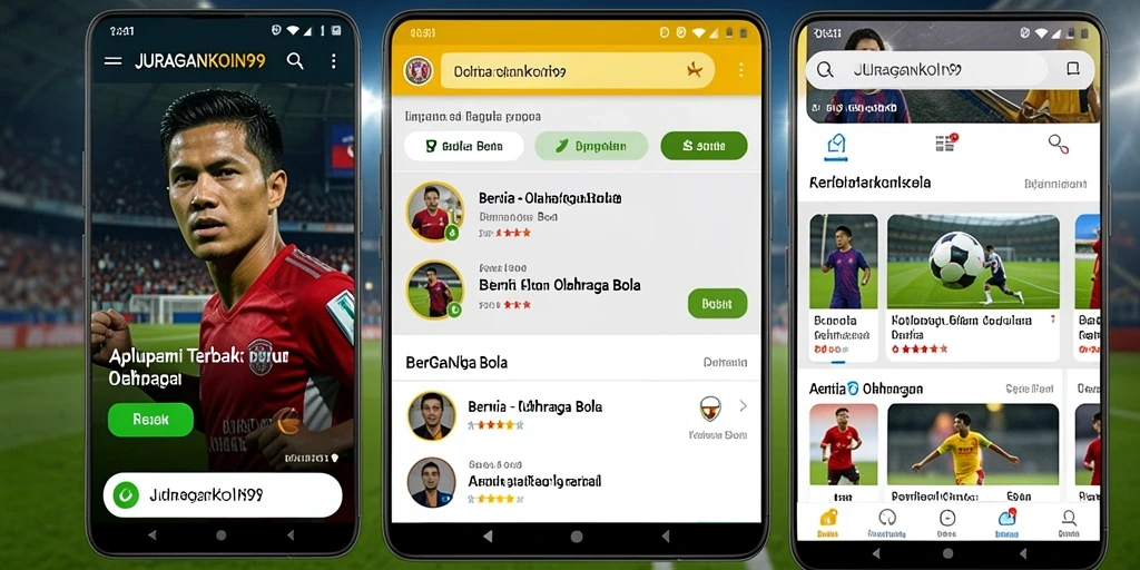 Tampilan aplikasi JURAGANKOIN99 yang menampilkan berita dan analisis olahraga bola.