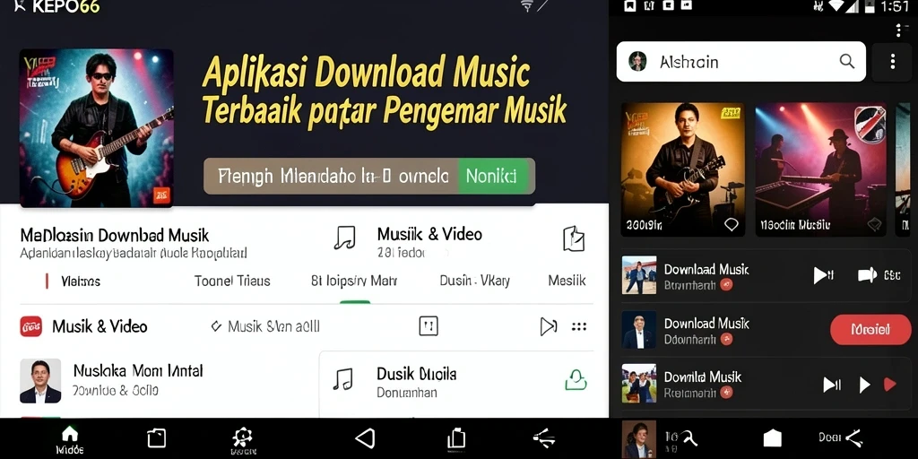 Tampilan antarmuka KEPO66 yang memudahkan unduh musik favorit.