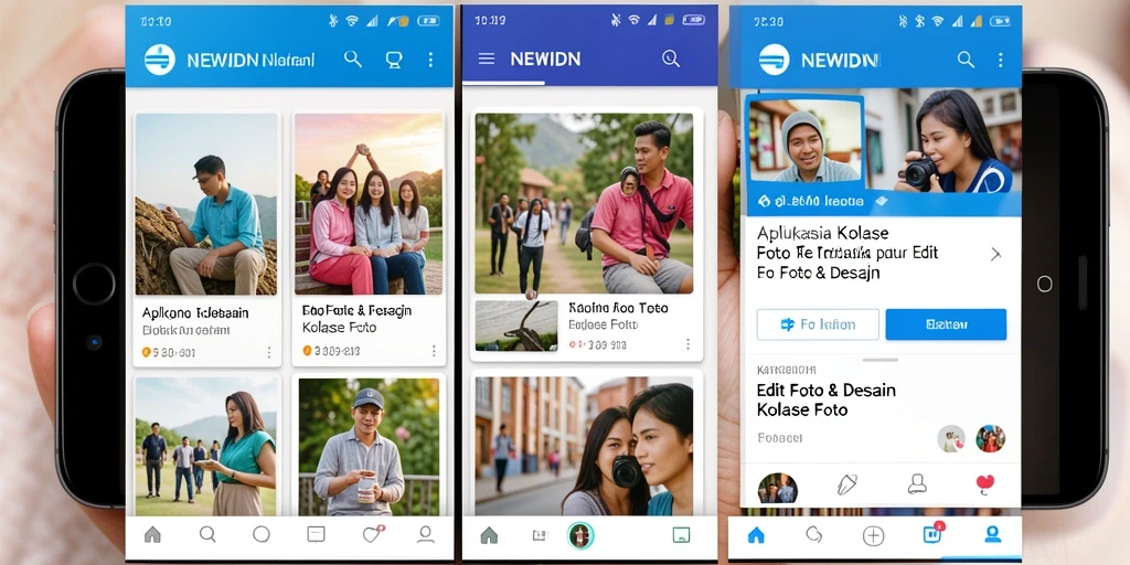 Antarmuka pengguna NEWIDN yang menarik untuk kolase foto.