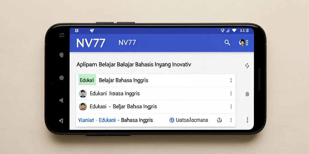 Tampilan antarmuka NV77 yang menarik dan mudah digunakan untuk belajar Bahasa Inggris.