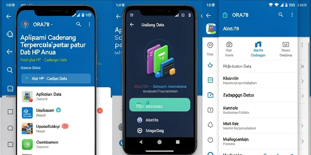 Tampilan antarmuka aplikasi Cadangan Data ORA78 yang user-friendly.