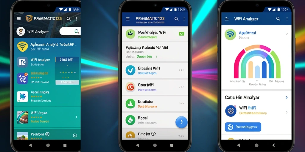 Tampilan antarmuka aplikasi WiFi Analyzer PRAGMATIC123 yang informatif dan menarik.