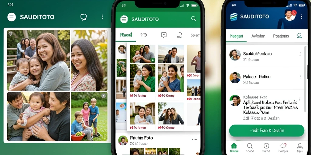 Antarmuka SAUDITOTO yang menarik dengan fitur kolase foto.