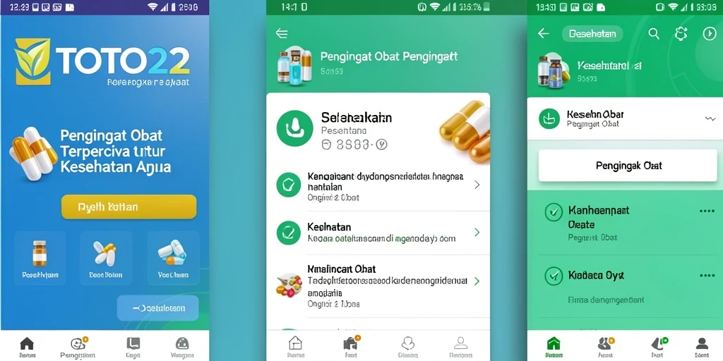 Tampilan antarmuka pengguna TOTO22 dengan fitur pengingat obat yang mudah digunakan.