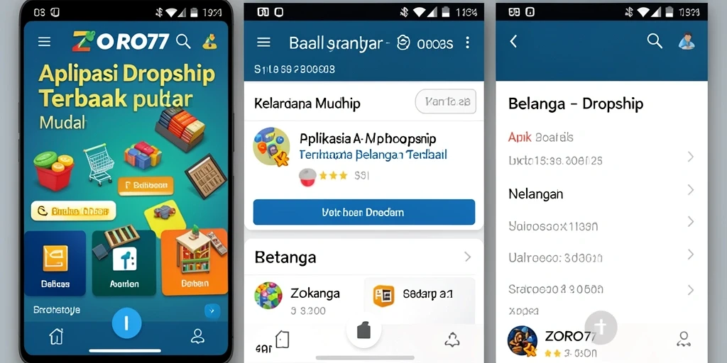Antarmuka aplikasi ZORO77 yang memudahkan transaksi Dropship.