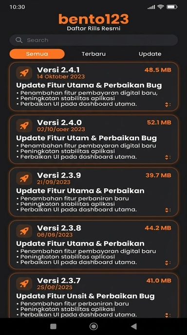 Riwayat Versi bento123 untuk Pengguna Android